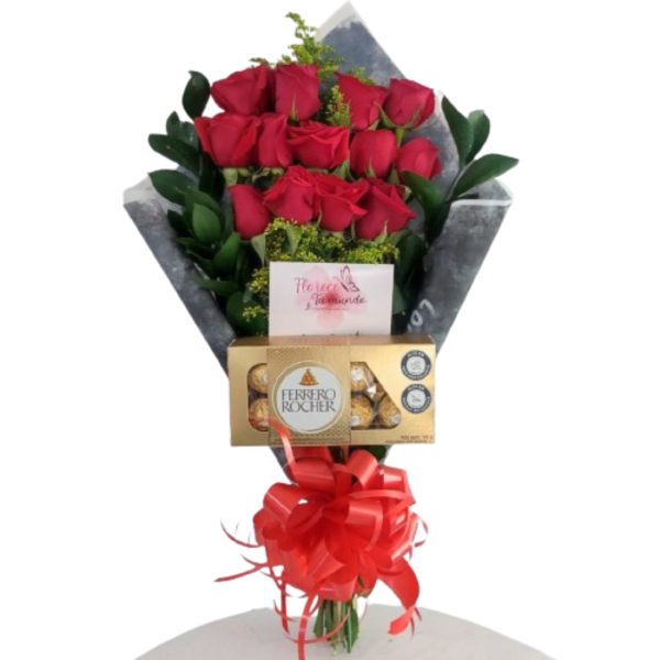 Bouquet de rosas rojas, chocolates  ferreros- Floristeria cali