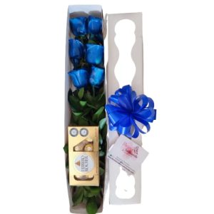 Caja de rosas azules,