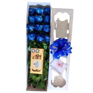 Caja de rosas azules,chocolateFerreros-