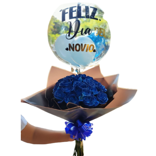 Arreglo buchos rosas azules