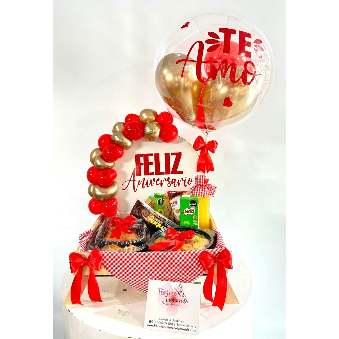 Desayuno sorpresa feliz aniversario - Floristeria en cali