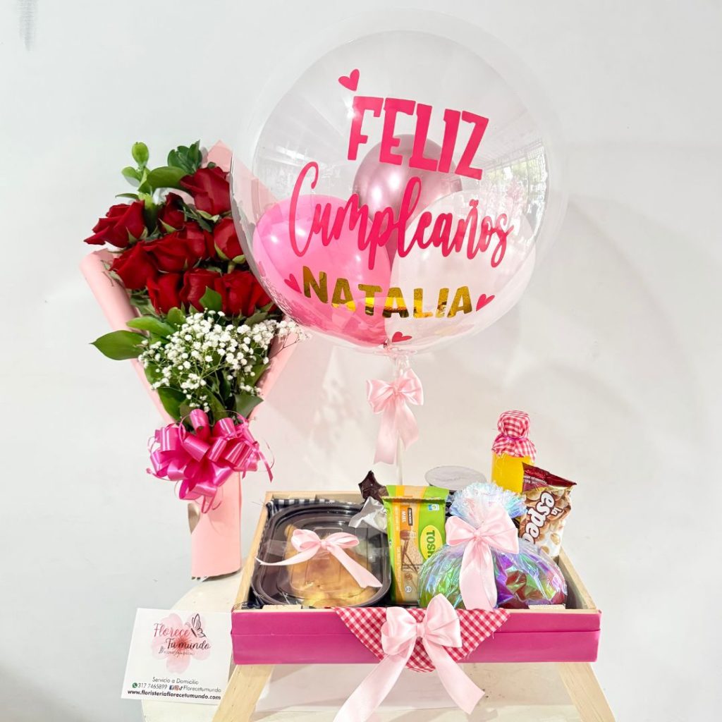 Desayuno sorpresa y bouquet de rosas- Floristeria en cali
