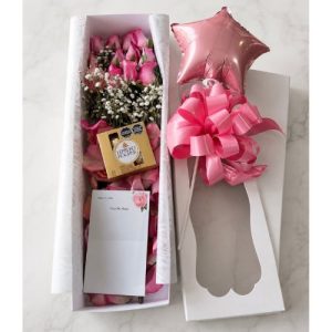 Caja de rosas rosadas floristeria en cali